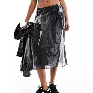 joan of arc mesh midi skirt